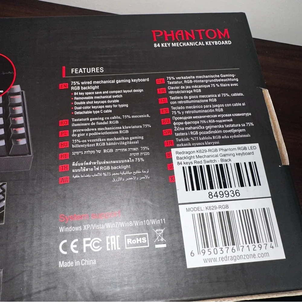 Red Dragon Phantom 84 Key Mechanical Keyboard: NWT - Picture 14 of 16